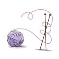Wool clew. Knitting logo. knitting needles for knitting. Needlework Royalty Free Stock Photo